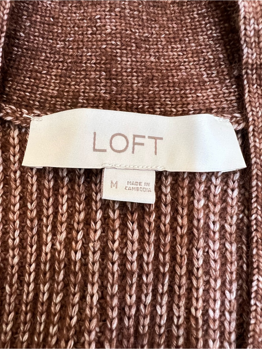 LOFT Brown Ribbed V-Neck Button Cardigan - Picture 2 of 9